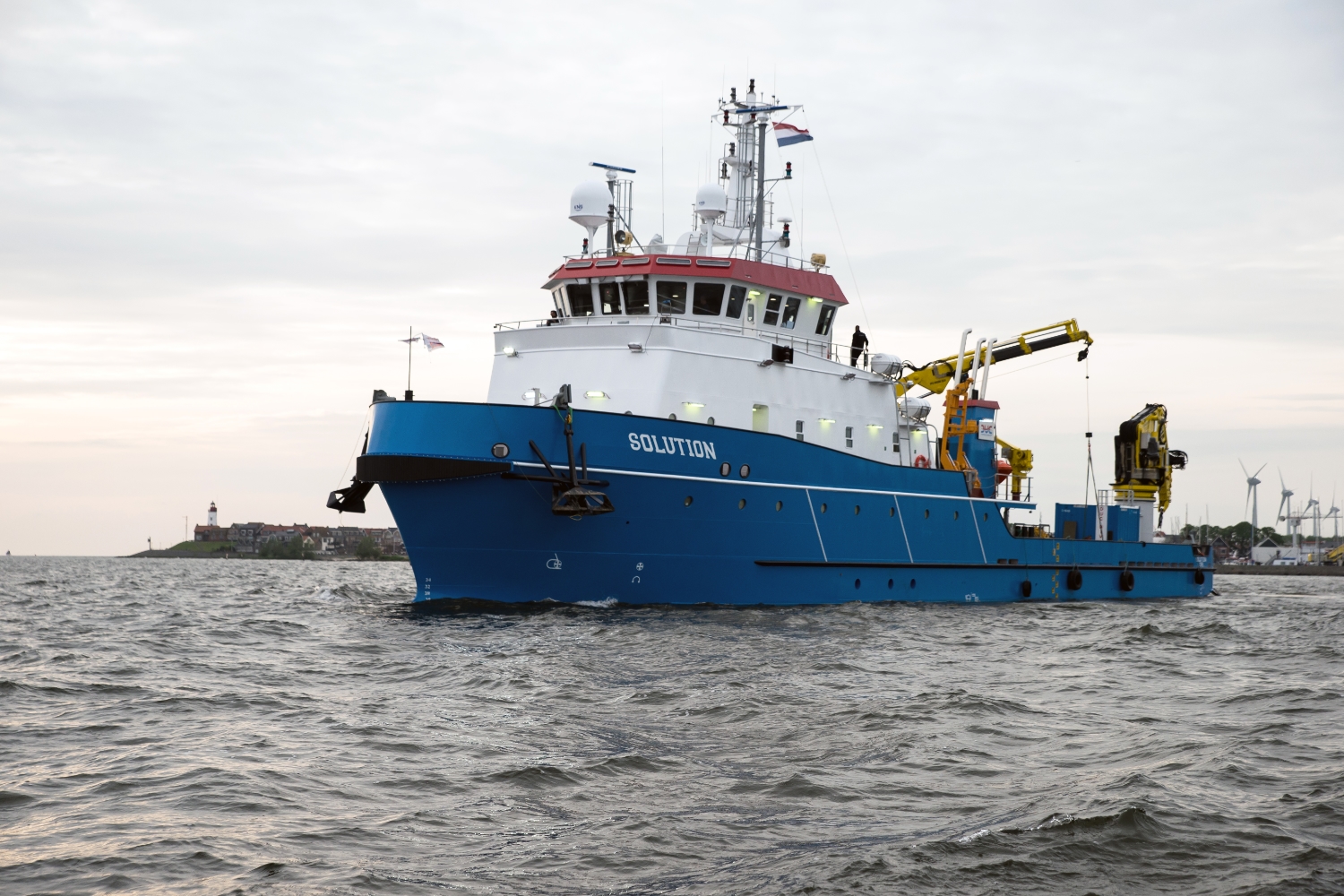 Work vessel ‘Solution’ departing from its home port of Urk.